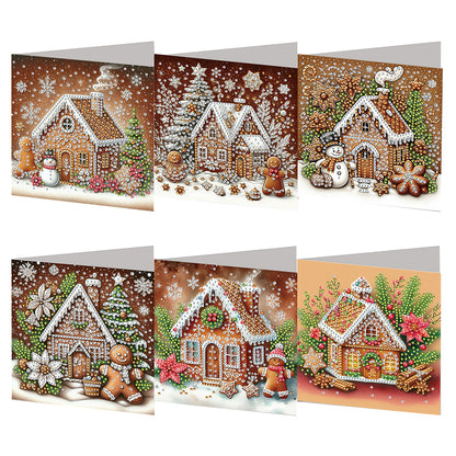 6PCS DIY Diamond Art Greeting Cards Xmas Designs for Festivals and Celebrations