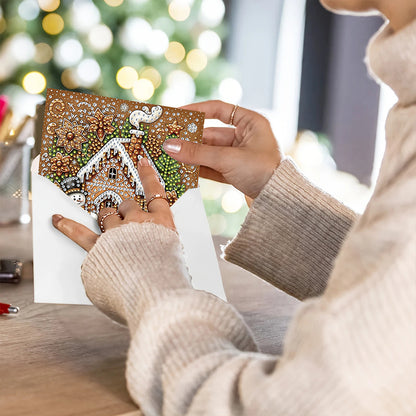 6PCS DIY Diamond Art Greeting Cards Xmas Designs for Festivals and Celebrations