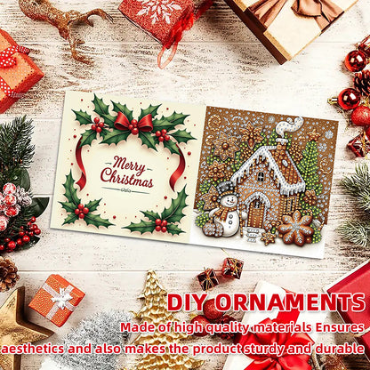 6PCS DIY Diamond Art Greeting Cards Xmas Designs for Festivals and Celebrations
