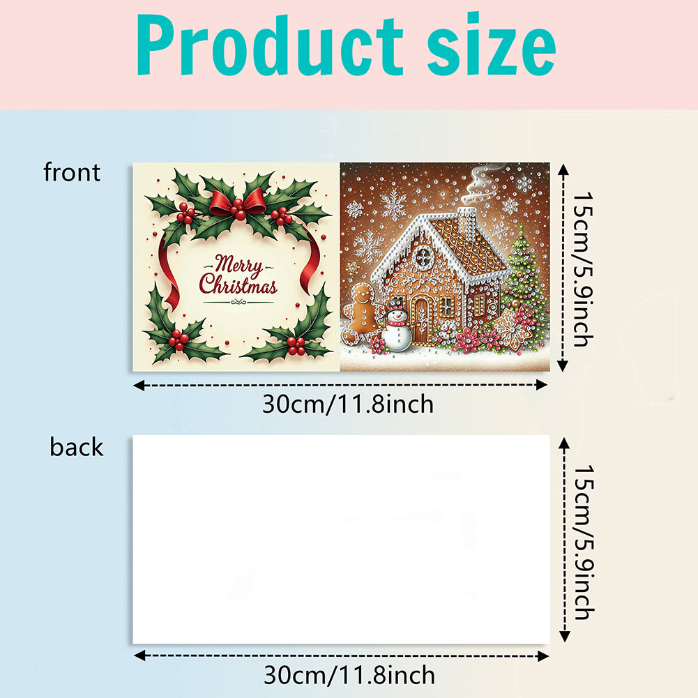 6PCS DIY Diamond Art Greeting Cards Xmas Designs for Festivals and Celebrations