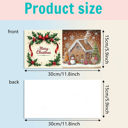 6PCS DIY Diamond Art Greeting Cards Xmas Designs for Festivals and Celebrations