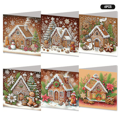 6PCS DIY Diamond Art Greeting Cards Xmas Designs for Festivals and Celebrations