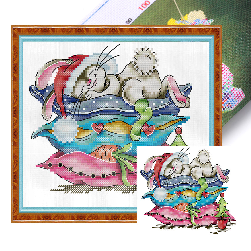 Sleeping Bunny - 14CT Stamped Cross Stitch 21*18CM(Joy Sunday)