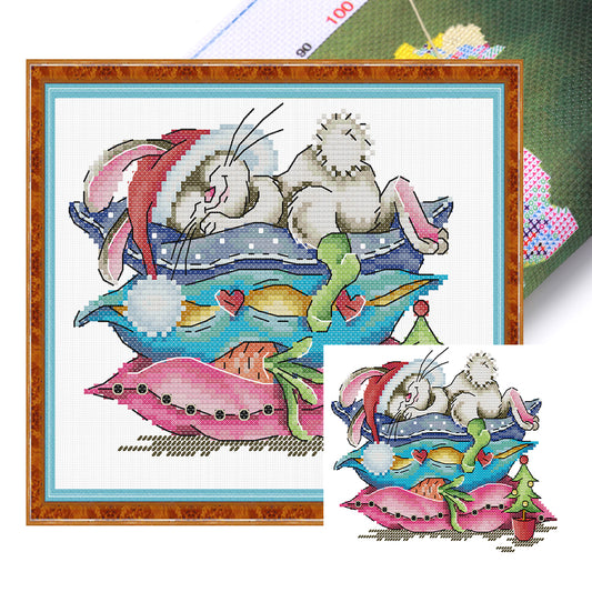 Sleeping Bunny - 14CT Stamped Cross Stitch 21*18CM(Joy Sunday)