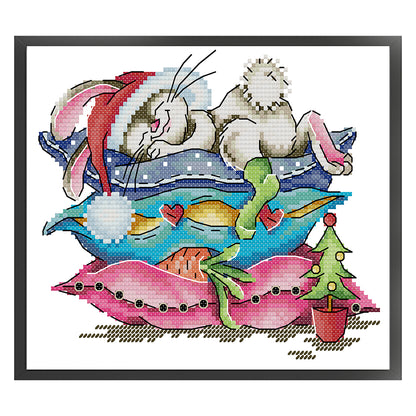Sleeping Bunny - 14CT Stamped Cross Stitch 21*18CM(Joy Sunday)