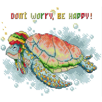 Happy Turtle - 14CT Stamped Cross Stitch 23*19CM(Joy Sunday)