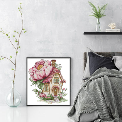 Peony Cottage - 14CT Stamped Cross Stitch 31*33CM(Joy Sunday)