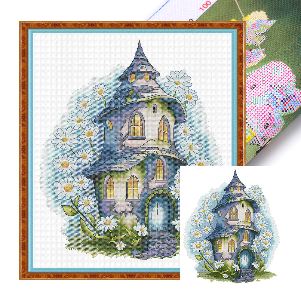 Daisy Cottage - 14CT Stamped Cross Stitch 38*42CM(Joy Sunday)