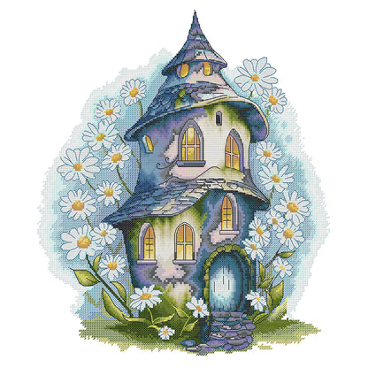Daisy Cottage - 14CT Stamped Cross Stitch 38*42CM(Joy Sunday)