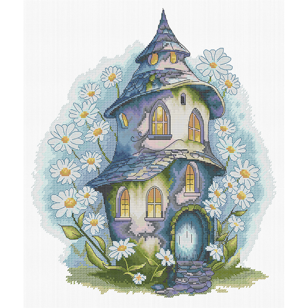 Daisy Cottage - 14CT Stamped Cross Stitch 38*42CM(Joy Sunday)