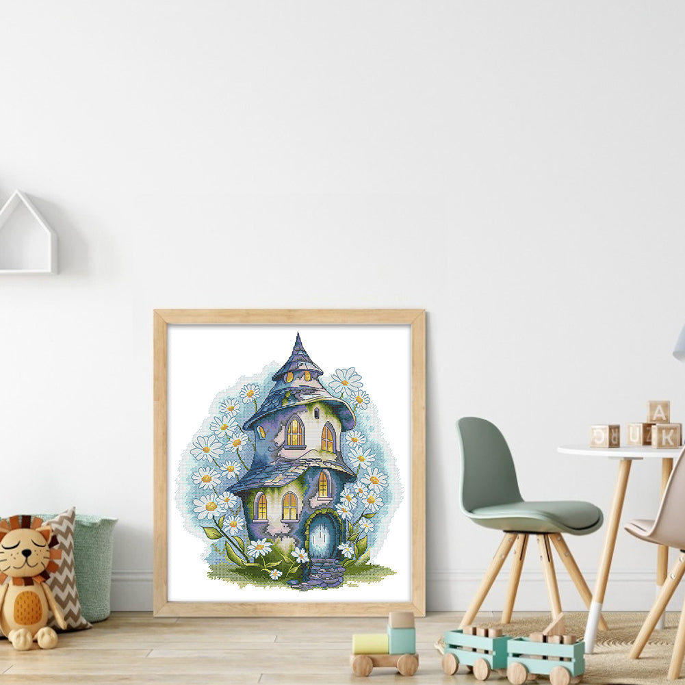Daisy Cottage - 14CT Stamped Cross Stitch 38*42CM(Joy Sunday)