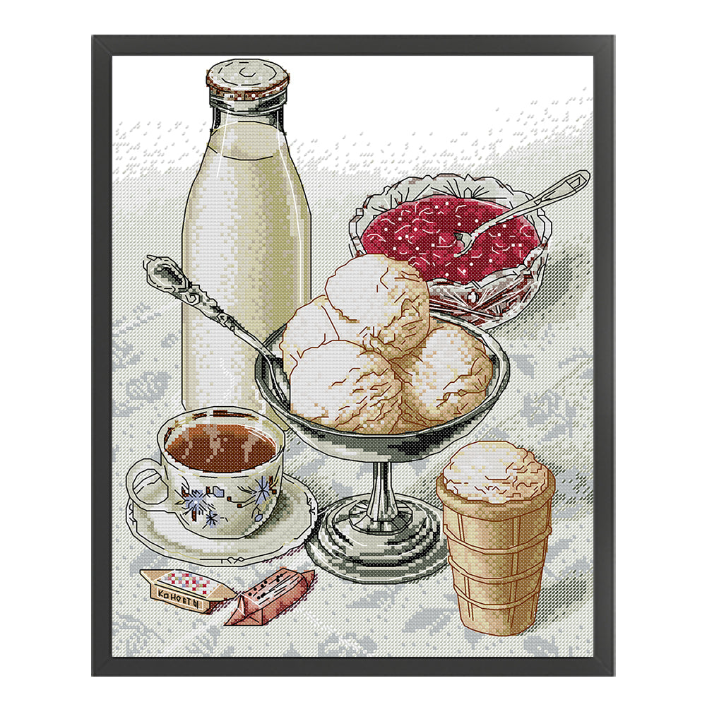 Cherry Ice Cream - 14CT Stamped Cross Stitch 32*39CM(Joy Sunday)