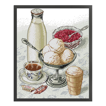 Cherry Ice Cream - 14CT Stamped Cross Stitch 32*39CM(Joy Sunday)