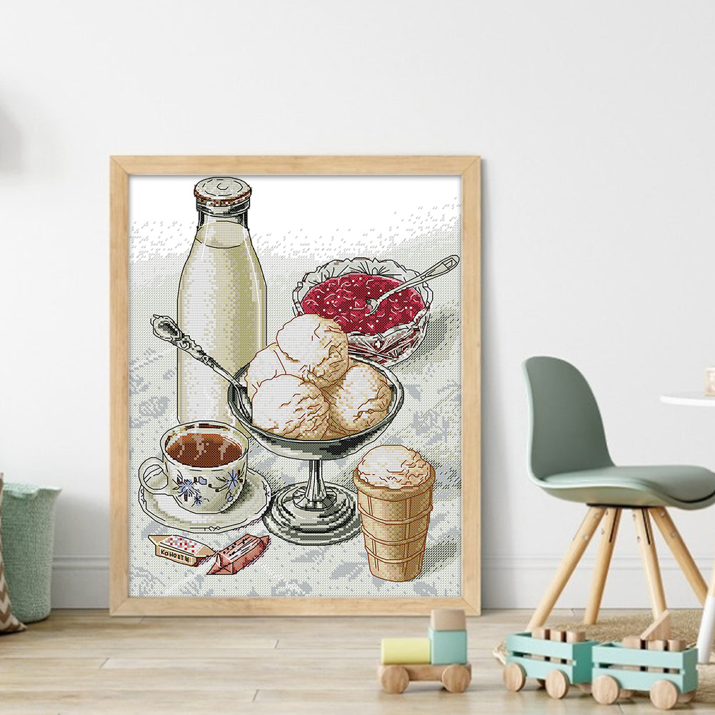 Cherry Ice Cream - 14CT Stamped Cross Stitch 32*39CM(Joy Sunday)