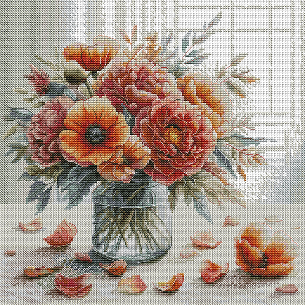 Autumn Vase - 14CT Stamped Cross Stitch 40*38CM(Joy Sunday)