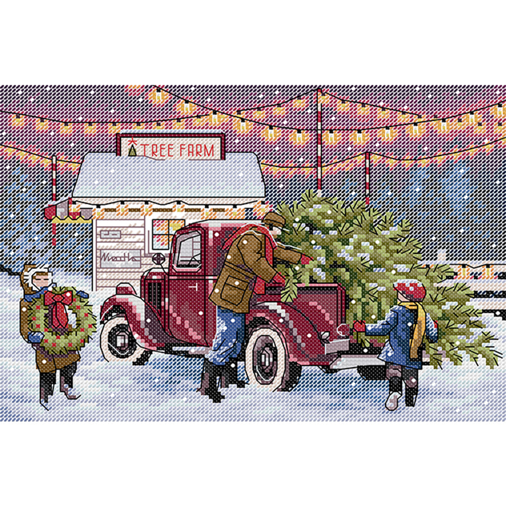Christmas Eve - 14CT Stamped Cross Stitch 30-21CM(Joy Sunday)