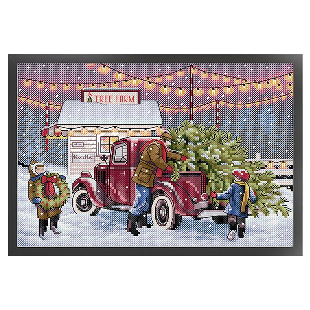Christmas Eve - 14CT Stamped Cross Stitch 30-21CM(Joy Sunday)