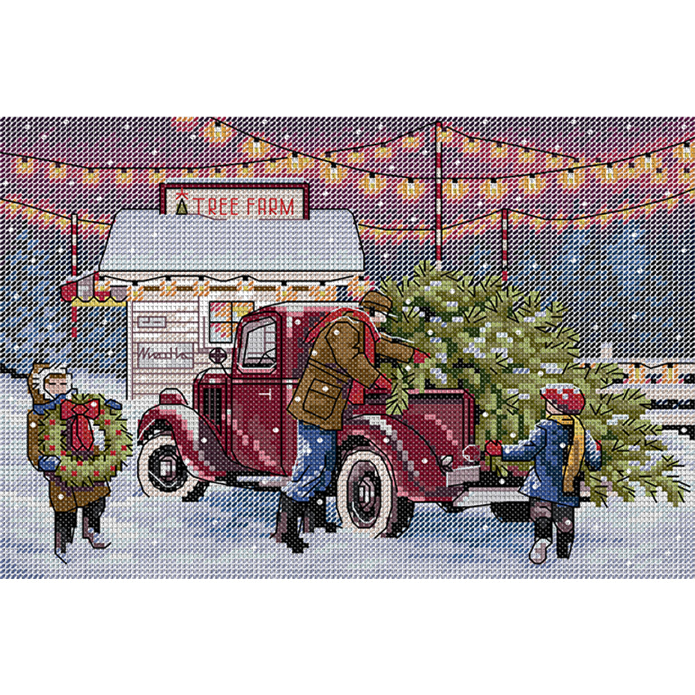 Christmas Eve - 14CT Stamped Cross Stitch 30-21CM(Joy Sunday)