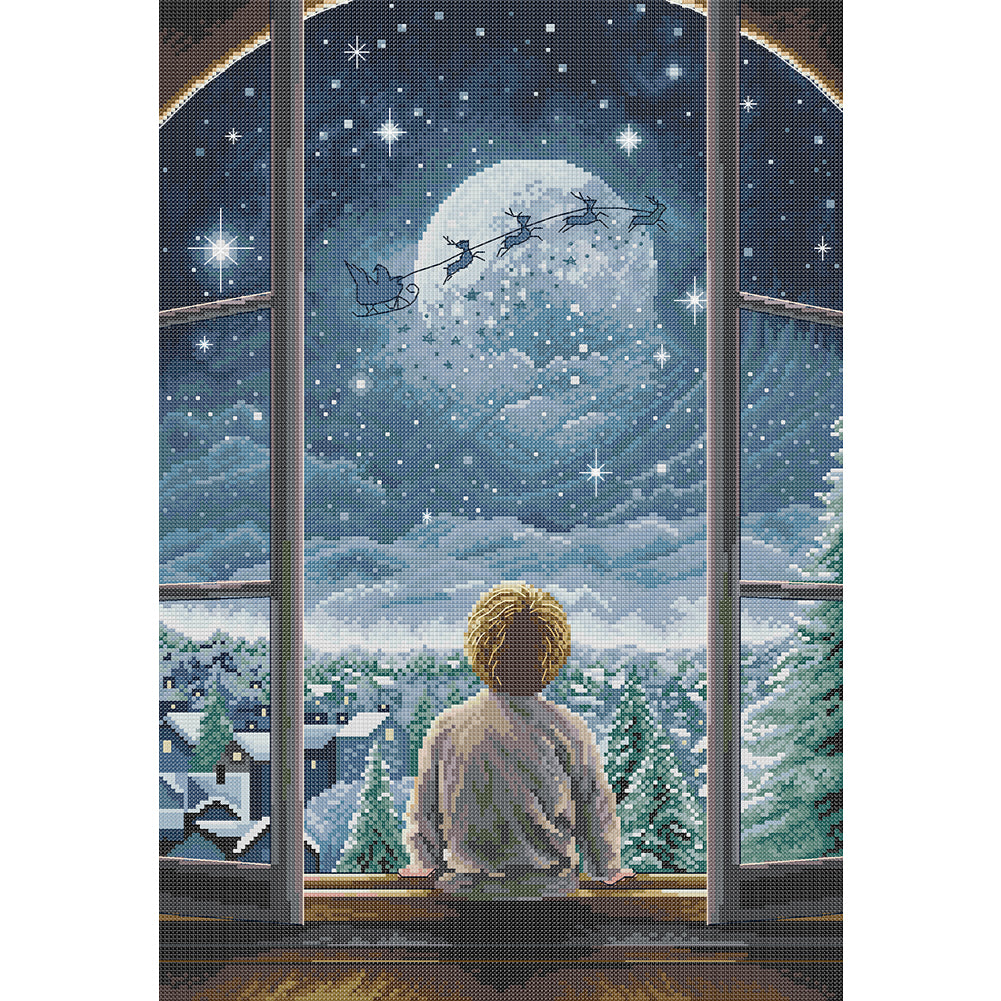 Christmas Night-Boy - 14CT Stamped Cross Stitch 37*53CM(Joy Sunday)