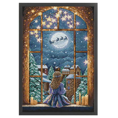 Christmas Night-Girl - 14CT Stamped Cross Stitch 37*53CM(Joy Sunday)