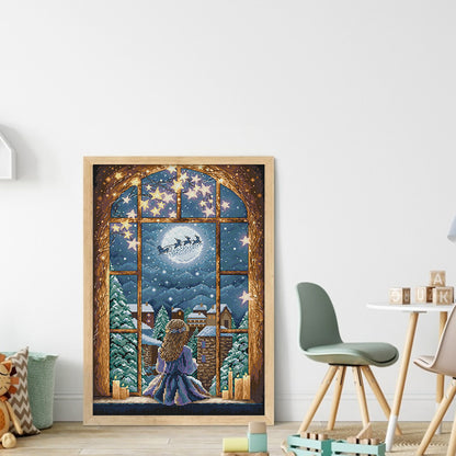 Christmas Night-Girl - 14CT Stamped Cross Stitch 37*53CM(Joy Sunday)