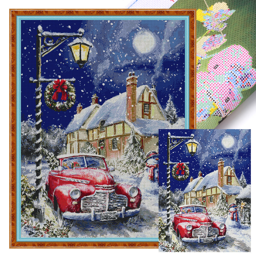 Christmas Moon Night - 14CT Stamped Cross Stitch 62*81CM(Joy Sunday)