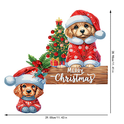 DIY Xmas Diamond Art Door Corner Pendants Wooden Door Decoration for Home Office