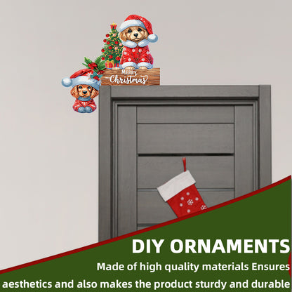 DIY Xmas Diamond Art Door Corner Pendants Wooden Door Decoration for Home Office