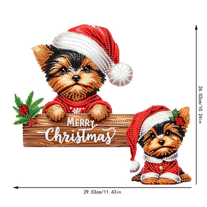DIY Xmas Diamond Art Door Corner Pendants Wooden Door Decoration for Home Office