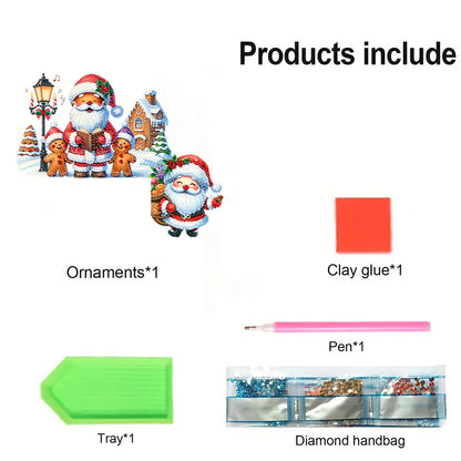 DIY Xmas Diamond Art Door Corner Pendants Wooden Door Decoration for Home Office