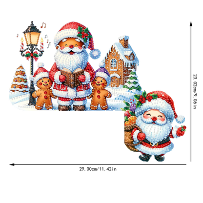 DIY Xmas Diamond Art Door Corner Pendants Wooden Door Decoration for Home Office