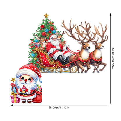 DIY Xmas Diamond Art Door Corner Pendants Wooden Door Decoration for Home Office