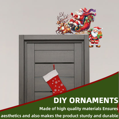DIY Xmas Diamond Art Door Corner Pendants Wooden Door Decoration for Home Office