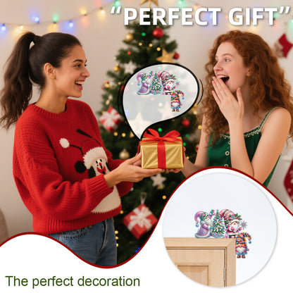 DIY Xmas Diamond Art Door Corner Pendants Wooden Door Decoration for Home Office