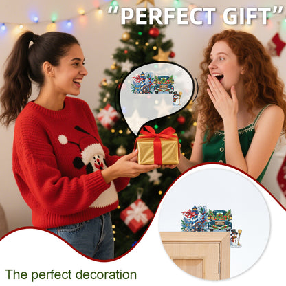 DIY Xmas Diamond Art Door Corner Pendants Wooden Door Decoration for Home Office