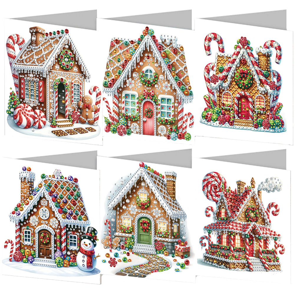 6PCS DIY Diamond Art Greeting Cards Xmas Pattern Congratulations Cards & Gifts