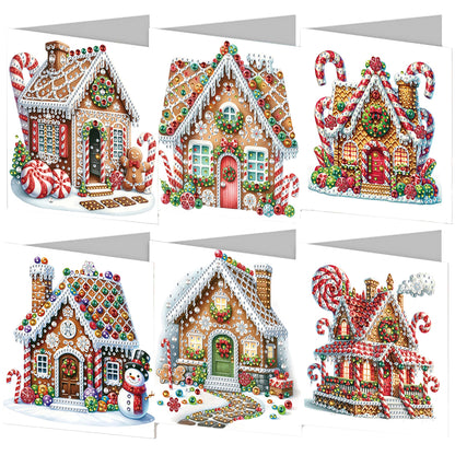 6PCS DIY Diamond Art Greeting Cards Xmas Pattern Congratulations Cards & Gifts