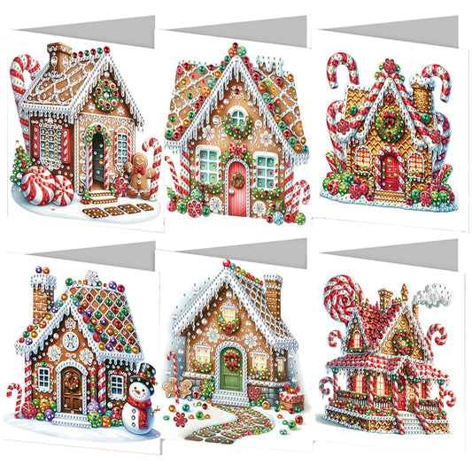 6PCS DIY Diamond Art Greeting Cards Xmas Pattern Congratulations Cards & Gifts