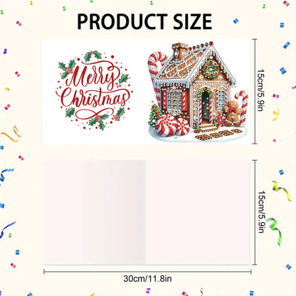 6PCS DIY Diamond Art Greeting Cards Xmas Pattern Congratulations Cards & Gifts