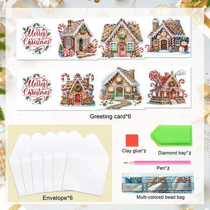 6PCS DIY Diamond Art Greeting Cards Xmas Pattern Congratulations Cards & Gifts
