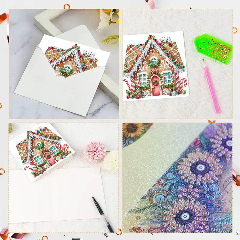 6PCS DIY Diamond Art Greeting Cards Xmas Pattern Congratulations Cards & Gifts