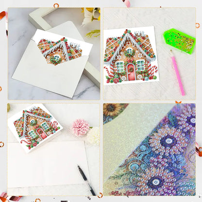 6PCS DIY Diamond Art Greeting Cards Xmas Pattern Congratulations Cards & Gifts