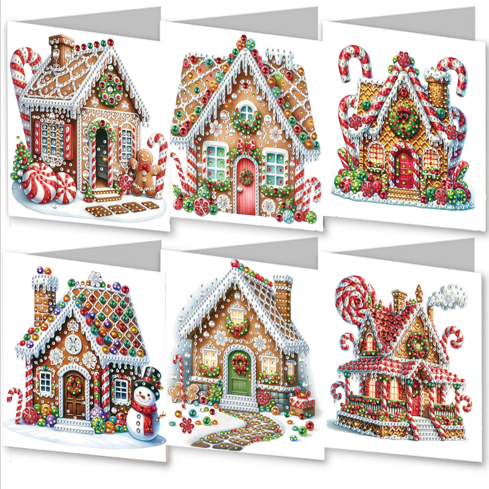 6PCS DIY Diamond Art Greeting Cards Xmas Pattern Congratulations Cards & Gifts
