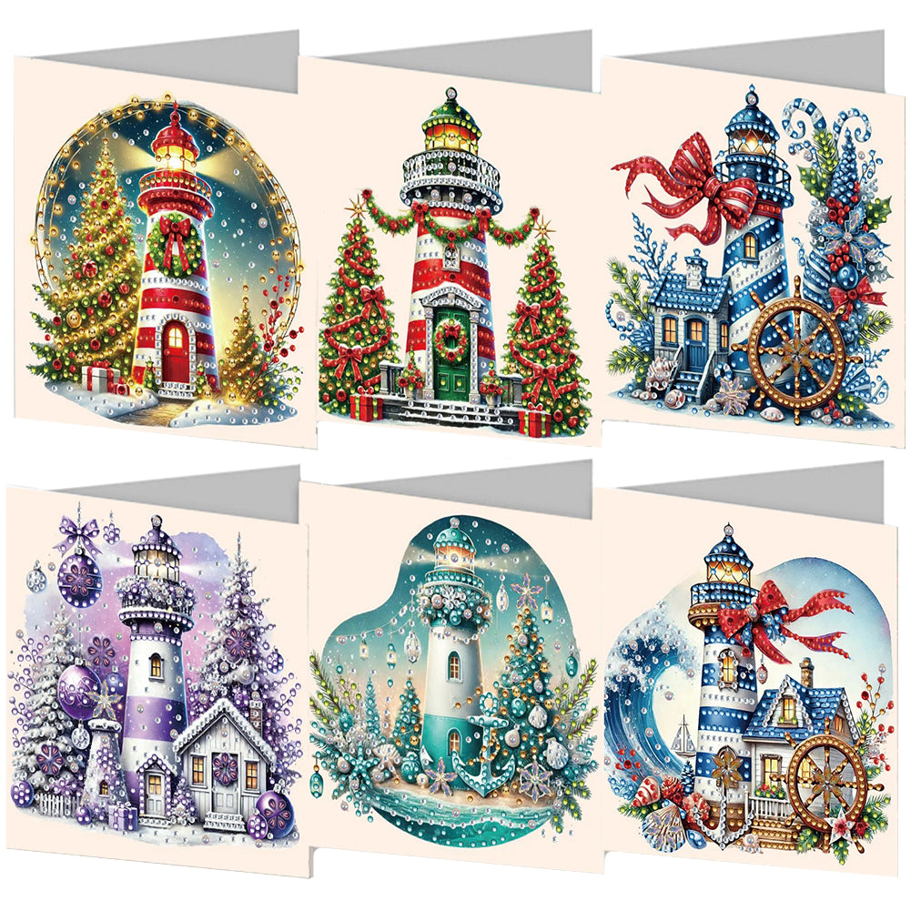 6PCS DIY Diamond Art Greeting Cards Xmas Pattern Congratulations Cards & Gifts