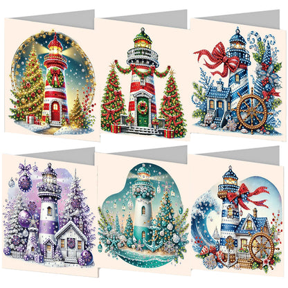6PCS DIY Diamond Art Greeting Cards Xmas Pattern Congratulations Cards & Gifts