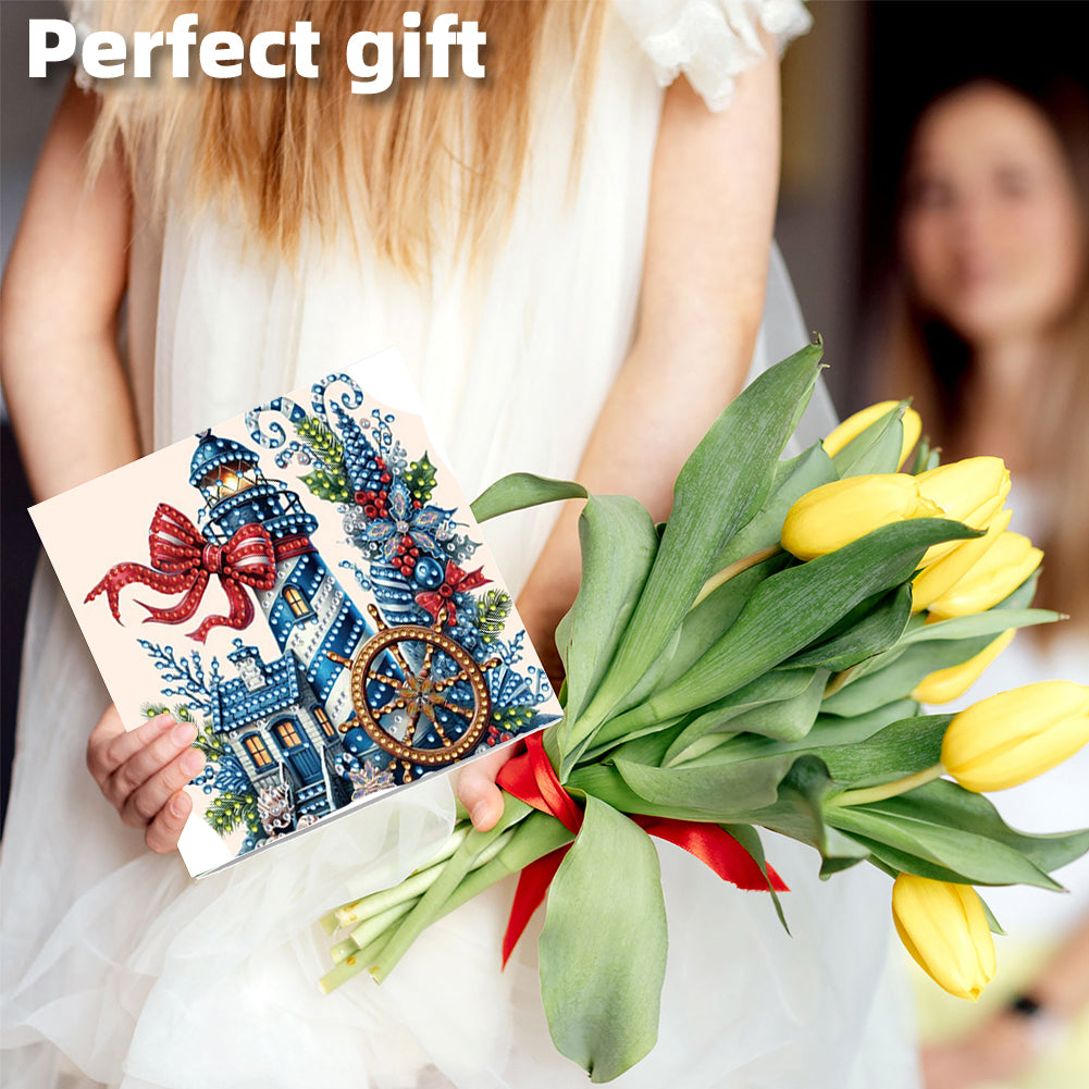 6PCS DIY Diamond Art Greeting Cards Xmas Pattern Congratulations Cards & Gifts