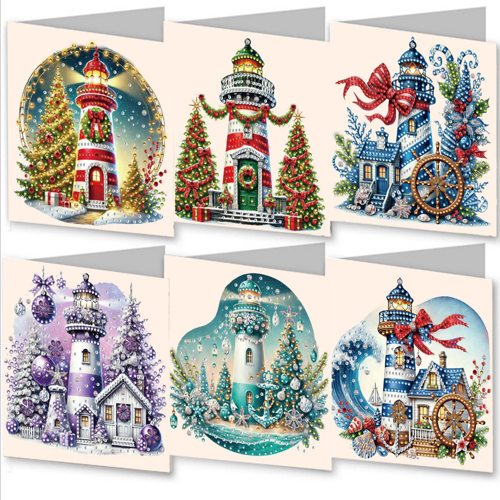 6PCS DIY Diamond Art Greeting Cards Xmas Pattern Congratulations Cards & Gifts