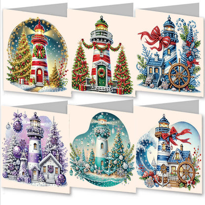 6PCS DIY Diamond Art Greeting Cards Xmas Pattern Congratulations Cards & Gifts