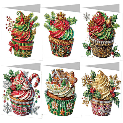 6PCS DIY Diamond Art Greeting Cards Xmas Pattern Congratulations Cards & Gifts
