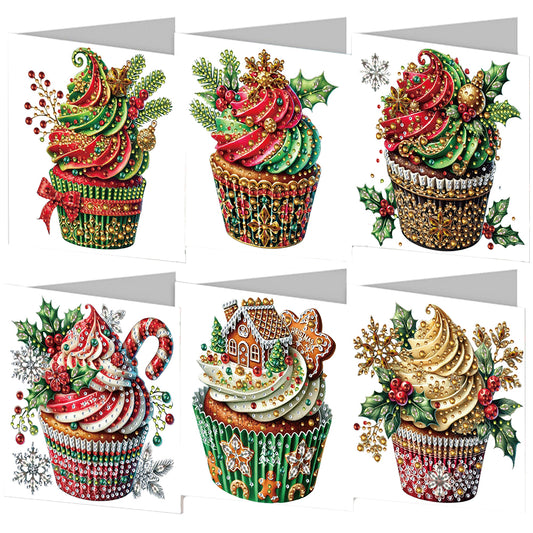 6PCS DIY Diamond Art Greeting Cards Xmas Pattern Congratulations Cards & Gifts